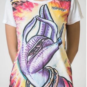 New Sure Design Hand Of Buddha Cotton T-Shirt Sz L